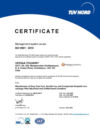 Veesaa an ISO 9001 - Bureau Veritas Cerification, Coimbatore